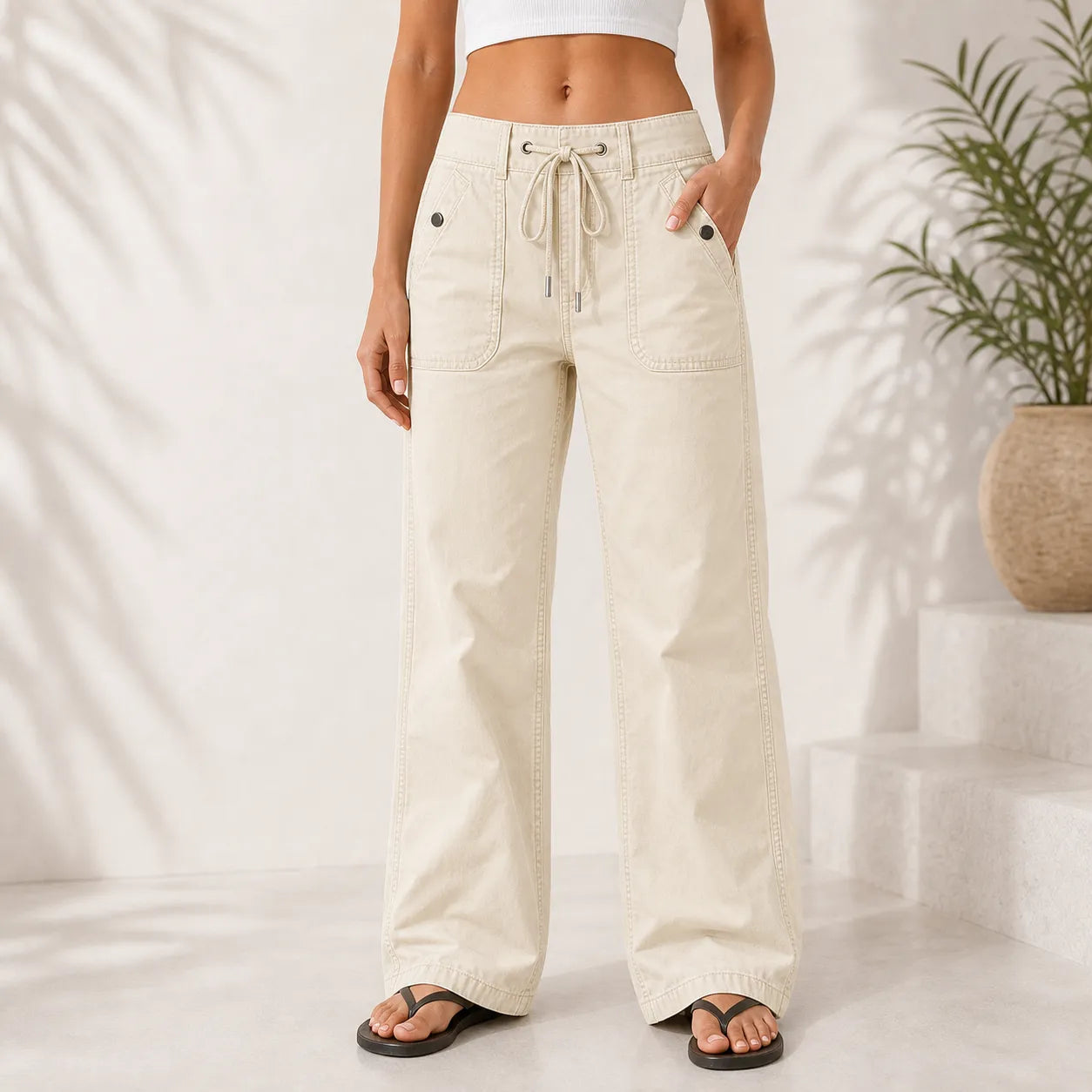 Women's High Stretch Mid Rise Straight Pants