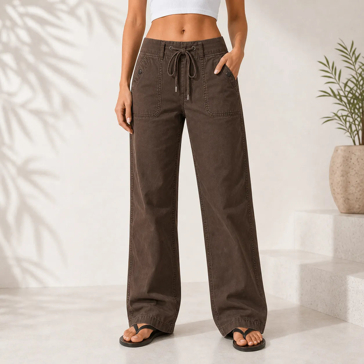 Women's High Stretch Mid Rise Straight Pants