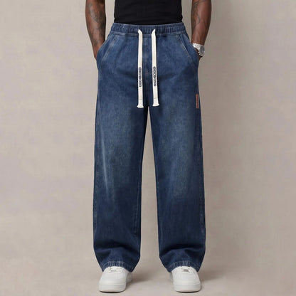 🔥 BEST SELLER | Men’s Stretch Cotton Loose-Fit Drawstring Jeans