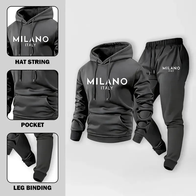 Men's Printed Hoodie and Sweatpants Set