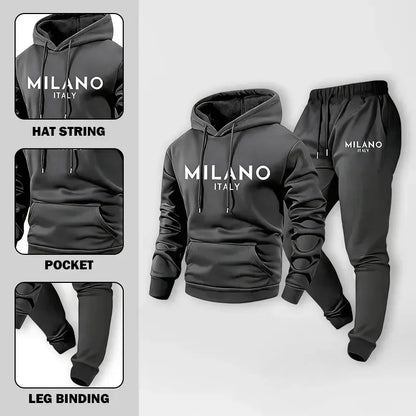 Men's Printed Hoodie and Sweatpants Set