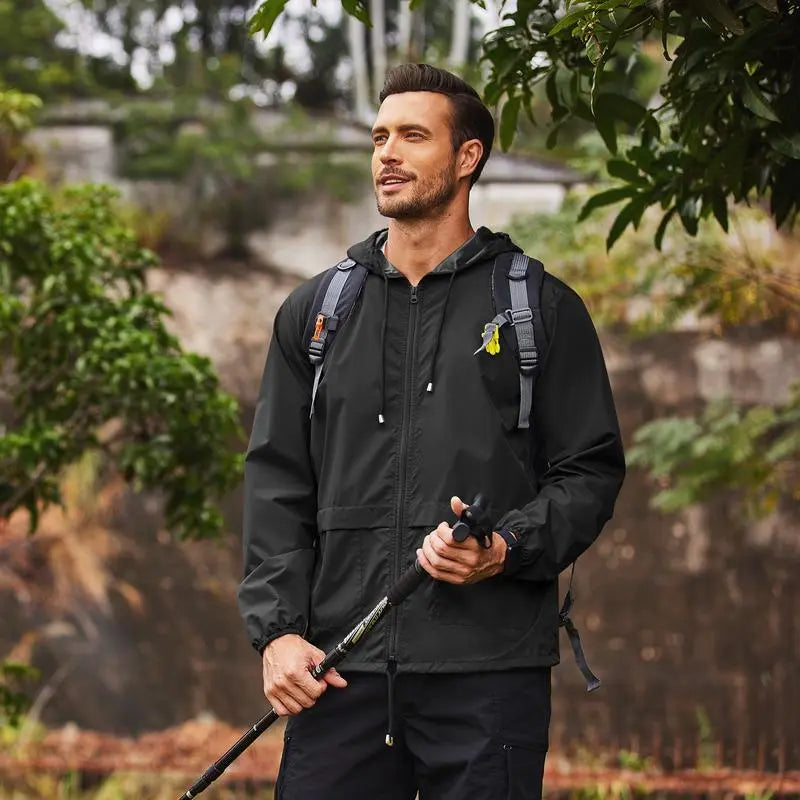 Men's Packable Jacket Outdoor Waterproof