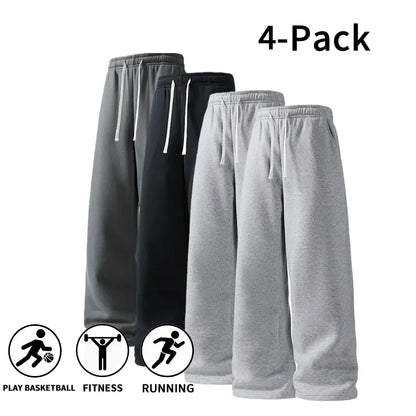 Ultra-Soft Wide-Leg Sweatpants 4-Pack for Men