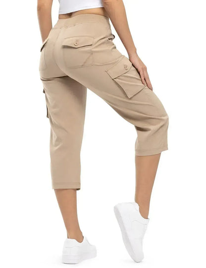 Women's Cargo Capris Lightweight Hiking Pants Shorts Cropped Cotton