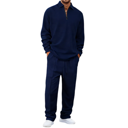 Men's solid color checkered casual suit