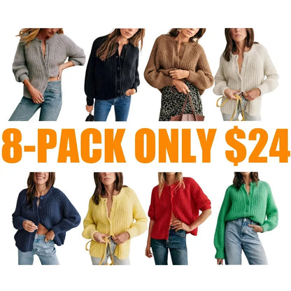 Women's Crewneck Button Down Cardigan Sweater