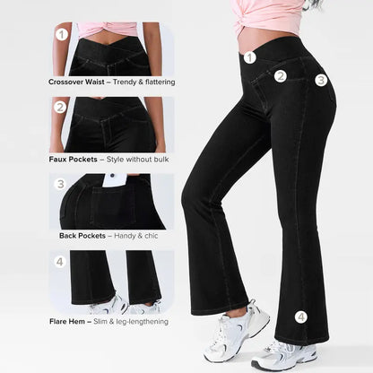 Women's Crossover High-Waisted Stretch Jeans