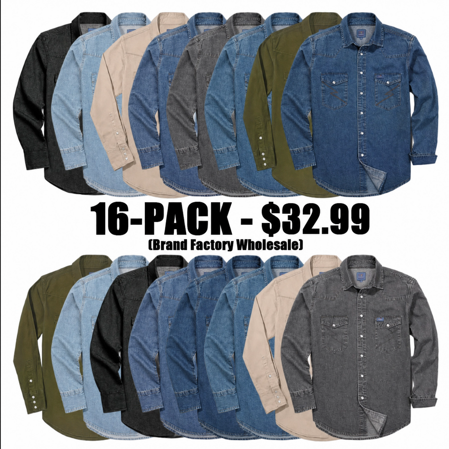 ✨Hot Sale✨Men's Long Sleeve Stone-Washed and Pre-Washed Denim Work Shirt