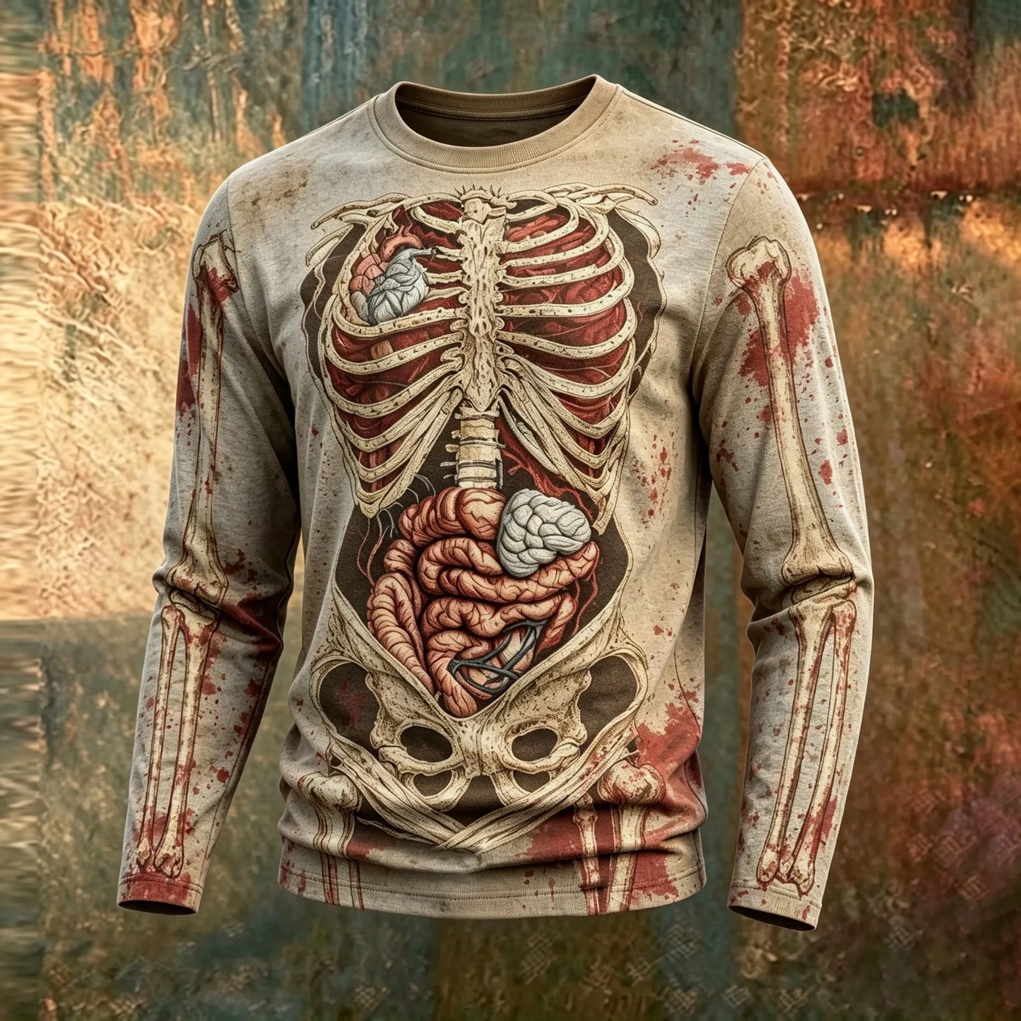 Men's Vintage Scary Face Print Gradient Graphics Halloween Hoodie