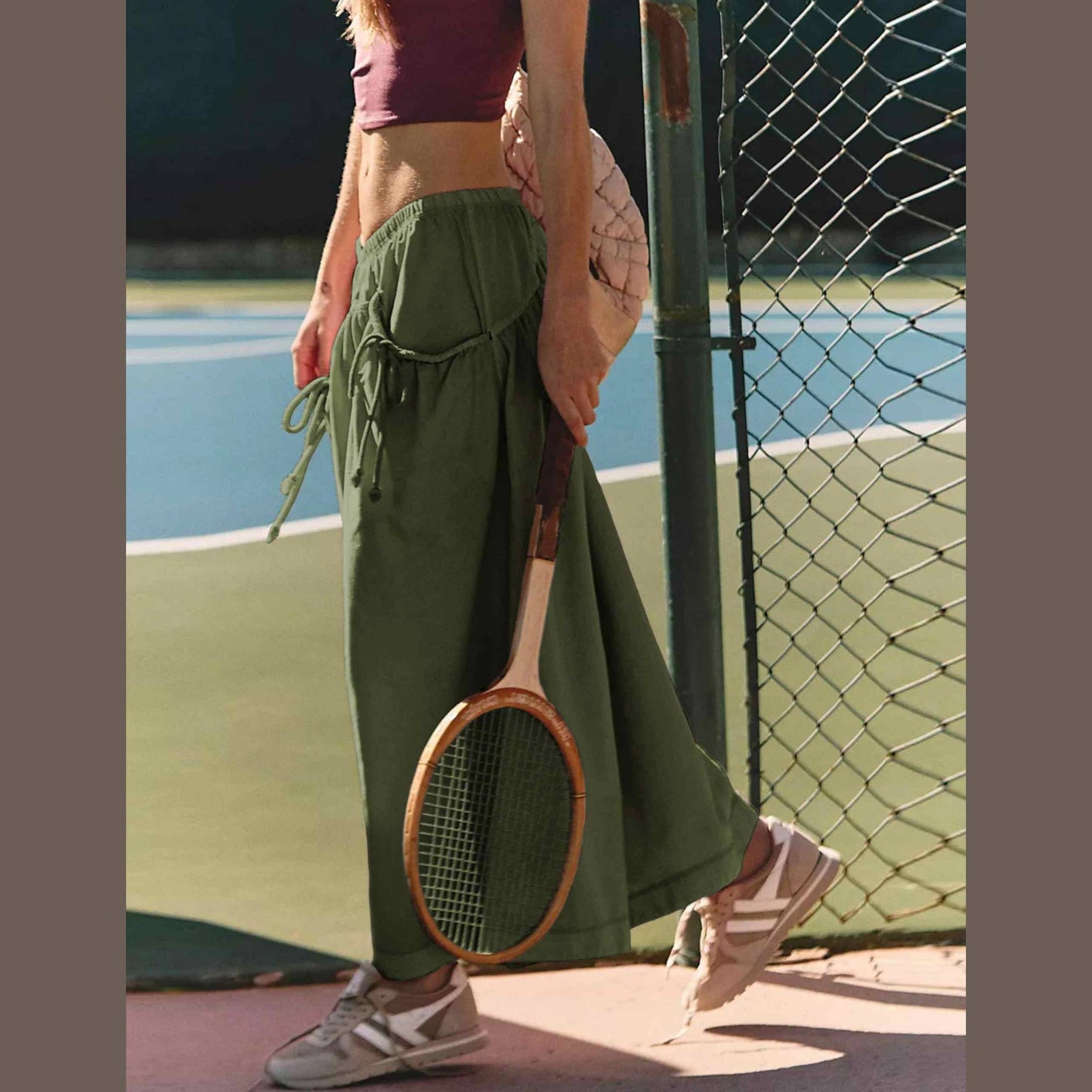 ⏰Hot Sale Women's Loose Wide Leg Track Pants Drawstring Pockets Elastic Waist Capri Hiking Pants