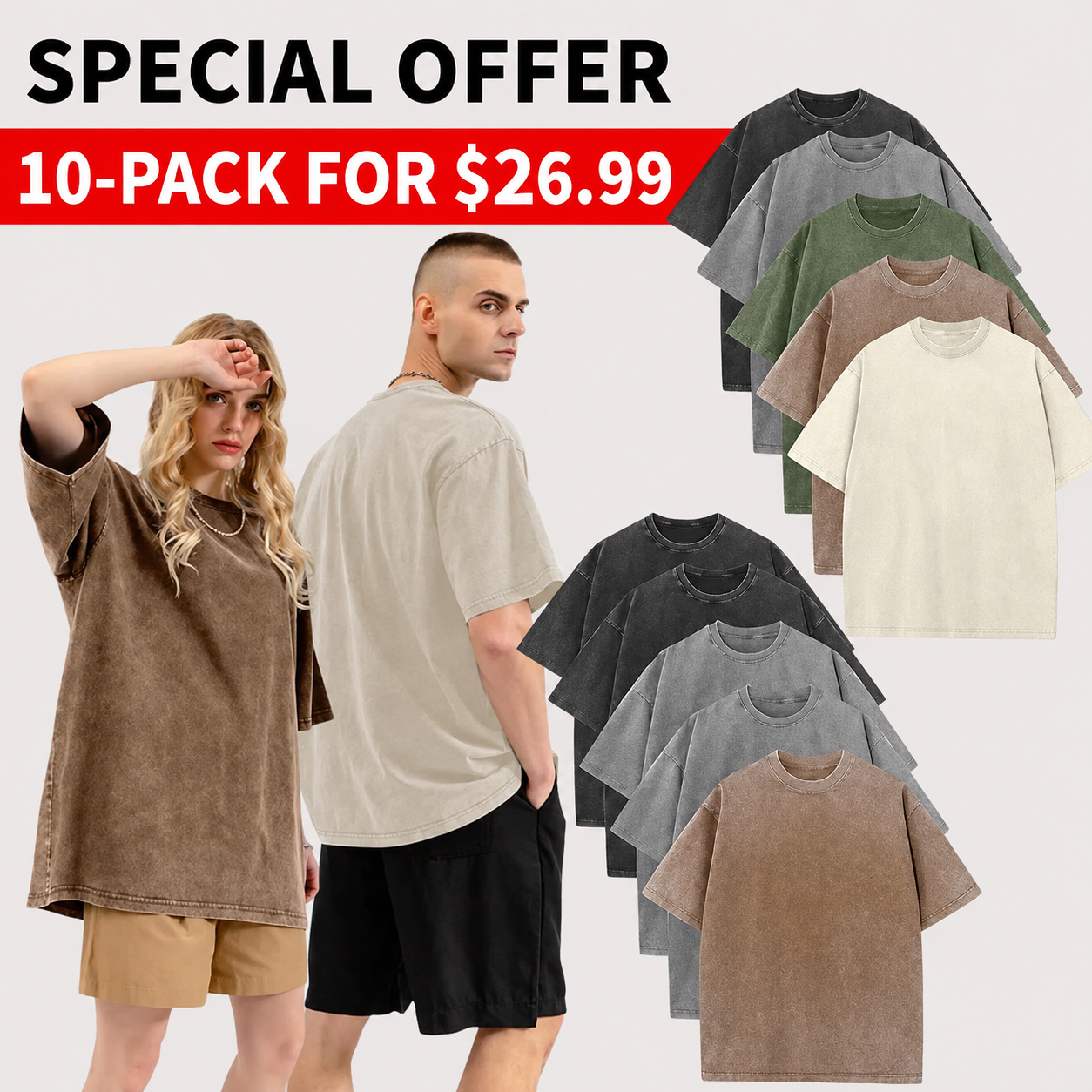 Men’s Oversized Vintage Acid-Wash T-Shirt – 100% Heavyweight Cotton Streetwear for Gym & Everyday Wear