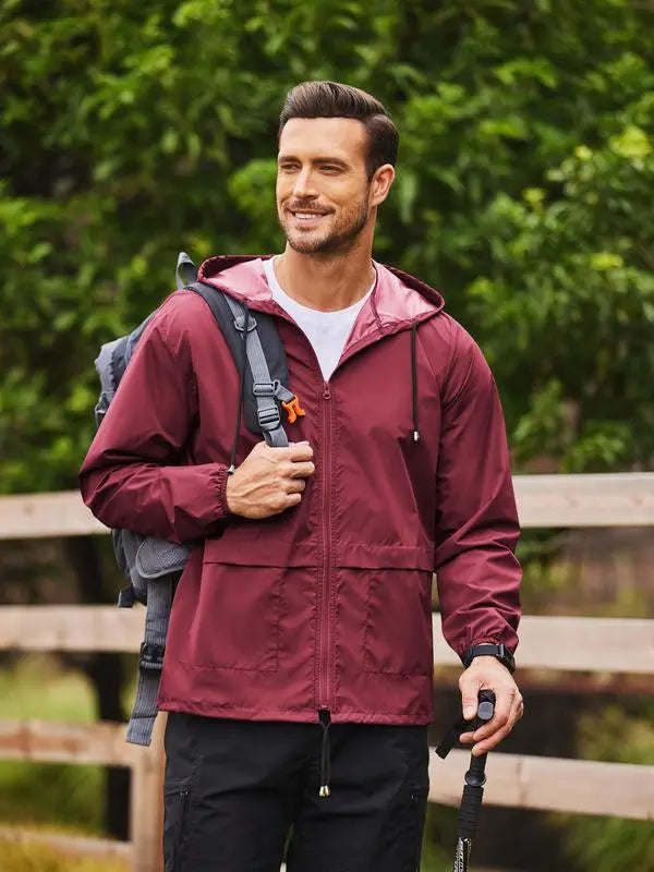 Men's Packable Jacket Outdoor Waterproof