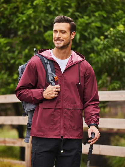 Men's Packable Jacket Outdoor Waterproof