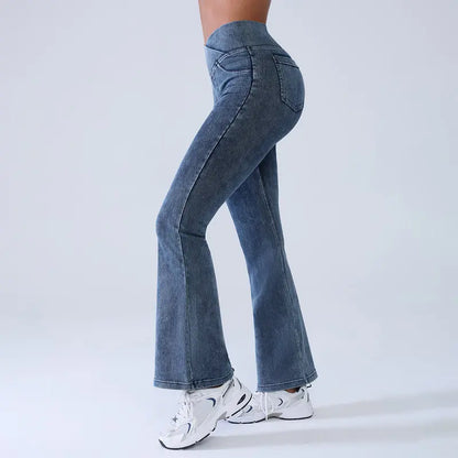 Women's Crossover High-Waisted Stretch Jeans