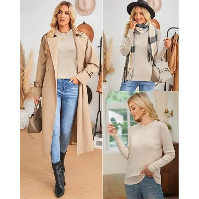 💥 Women's Wool Blend Crew Neck Pullover Sweater🔥