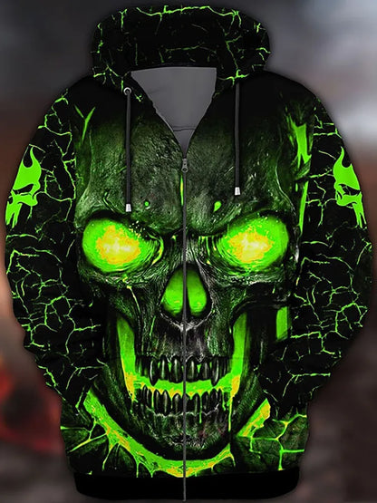 Men's Vintage Scary Face Print Gradient Graphics Halloween Hoodie