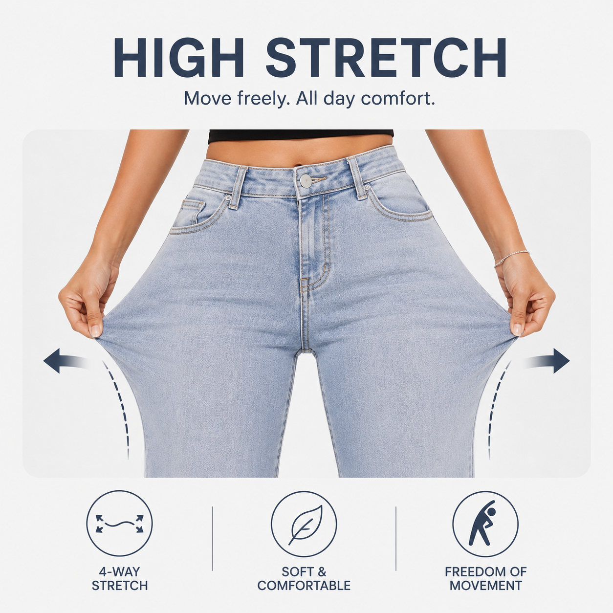 👍🔥Limited-Time Promotion- Mid-low Rise Baggy Jeans Stretchy Wide Leg