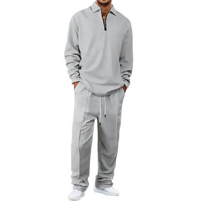 Men's solid color checkered casual suit
