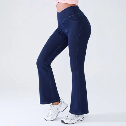 Women's Crossover High-Waisted Stretch Jeans