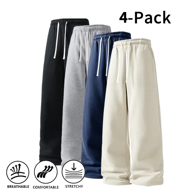 Ultra-Soft Wide-Leg Sweatpants 4-Pack for Men