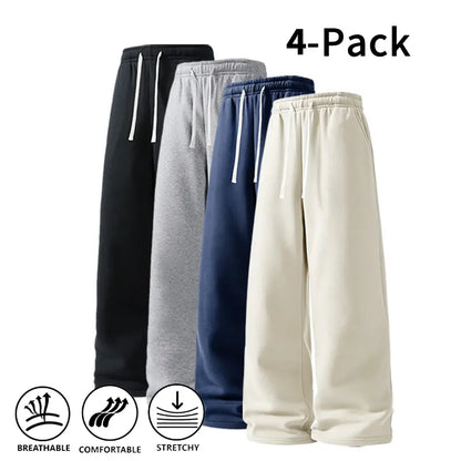 Ultra-Soft Wide-Leg Sweatpants 4-Pack for Men