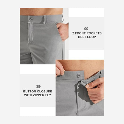 Men's Golf Pants, Stretch Work Dress Pants, Quick-drying, Lightweight, Comfortable Casual Pants with Pockets
