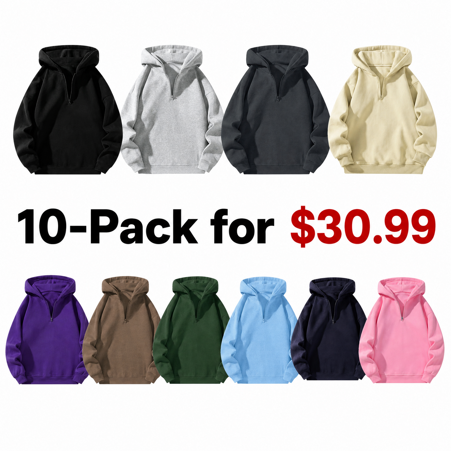 Men’s Plain Half Zip Hoodie
