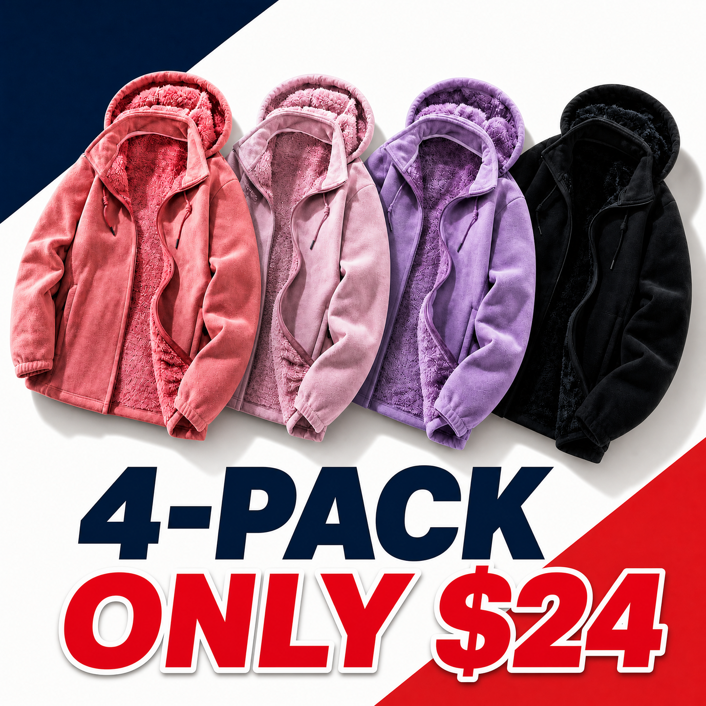 Women's Detachable Hood Fleece Cardigan Jacket, Thick Lined Warm Casual Coat, Stylish Loose Outerwear