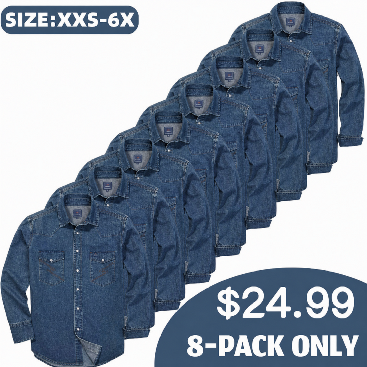 ✨Hot Sale✨Men's Long Sleeve Stone-Washed and Pre-Washed Denim Work Shirt