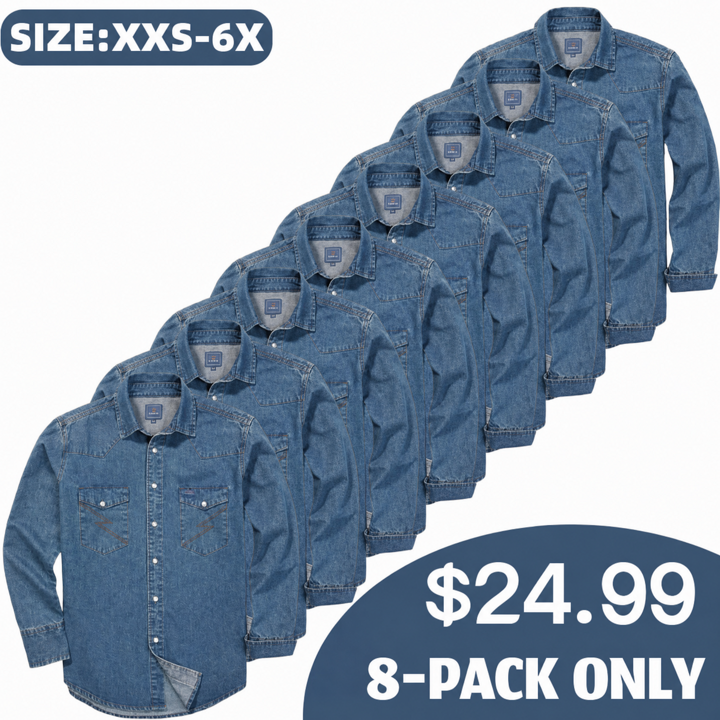 ✨Hot Sale✨Men's Long Sleeve Stone-Washed and Pre-Washed Denim Work Shirt