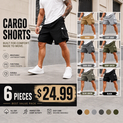 Men's Plus Size Cargo Shorts with Elastic Waist - All Seasons